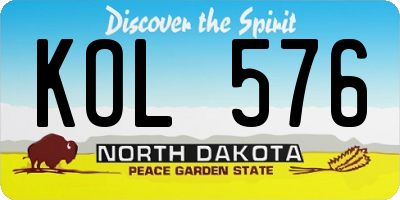 ND license plate KOL576