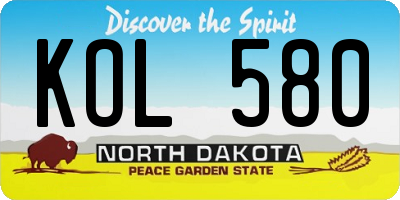 ND license plate KOL580