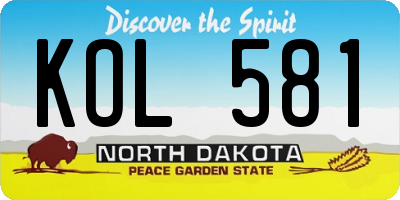 ND license plate KOL581
