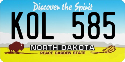ND license plate KOL585