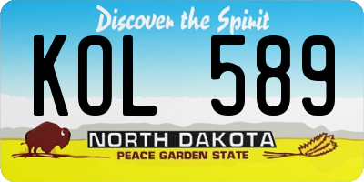 ND license plate KOL589
