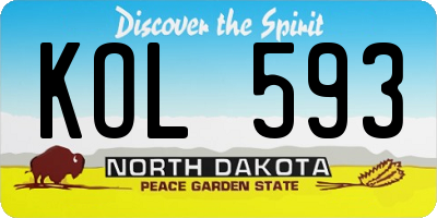 ND license plate KOL593