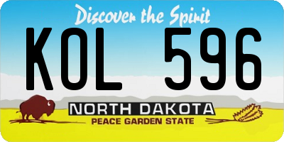 ND license plate KOL596
