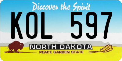 ND license plate KOL597