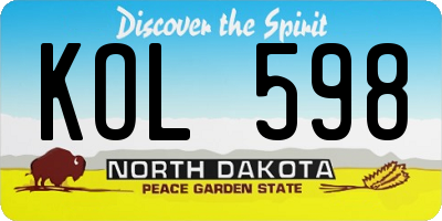 ND license plate KOL598
