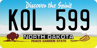 ND license plate KOL599