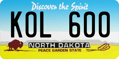 ND license plate KOL600