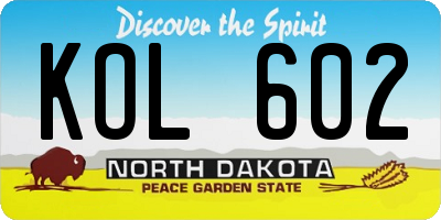 ND license plate KOL602