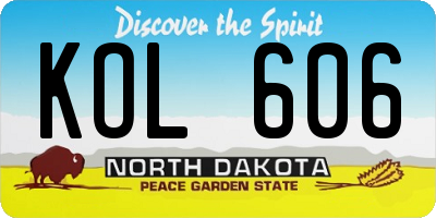 ND license plate KOL606