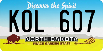 ND license plate KOL607