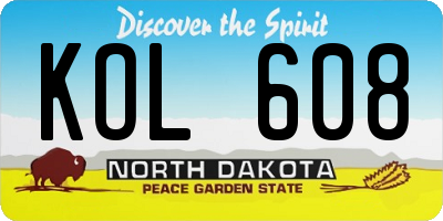 ND license plate KOL608