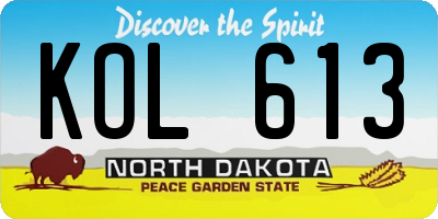 ND license plate KOL613