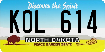 ND license plate KOL614