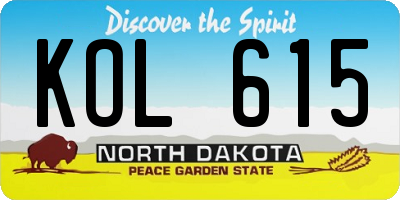 ND license plate KOL615