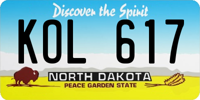 ND license plate KOL617