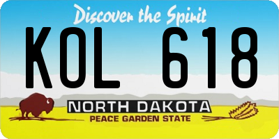 ND license plate KOL618