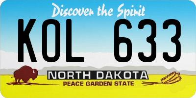 ND license plate KOL633