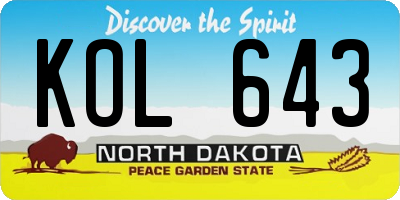 ND license plate KOL643