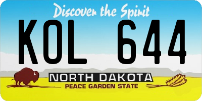 ND license plate KOL644