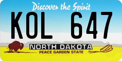 ND license plate KOL647