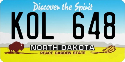 ND license plate KOL648