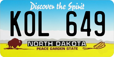 ND license plate KOL649