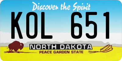 ND license plate KOL651