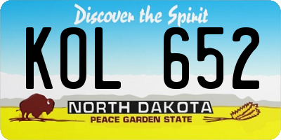 ND license plate KOL652