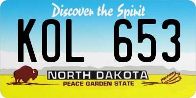 ND license plate KOL653