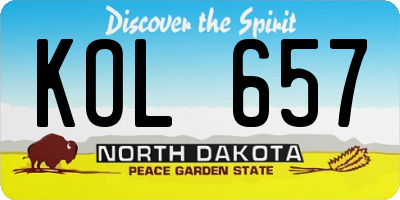 ND license plate KOL657