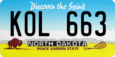 ND license plate KOL663