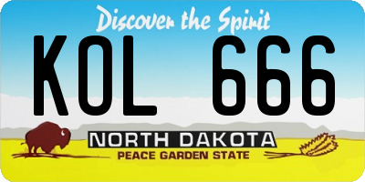 ND license plate KOL666
