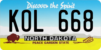 ND license plate KOL668