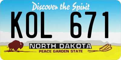 ND license plate KOL671
