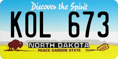 ND license plate KOL673