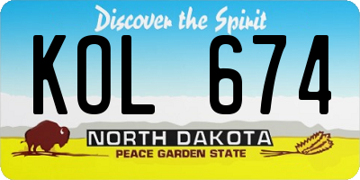 ND license plate KOL674