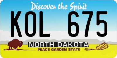 ND license plate KOL675