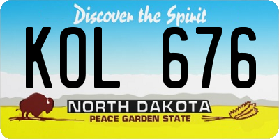 ND license plate KOL676