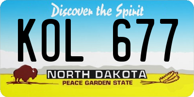 ND license plate KOL677