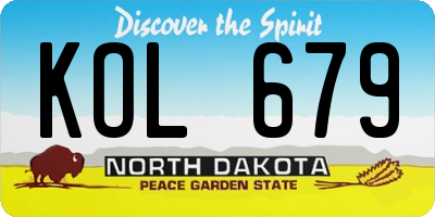 ND license plate KOL679