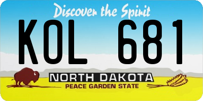ND license plate KOL681
