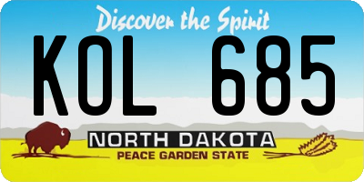 ND license plate KOL685