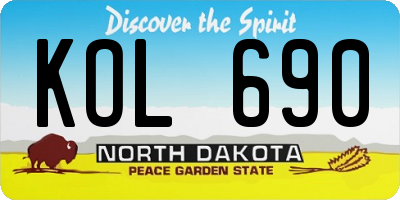ND license plate KOL690