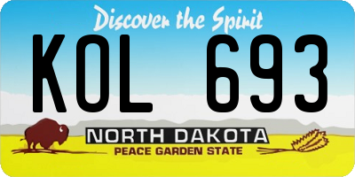 ND license plate KOL693