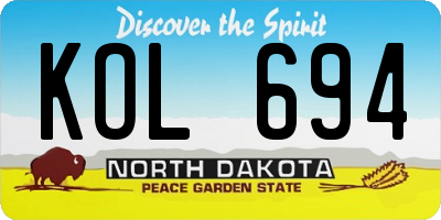 ND license plate KOL694