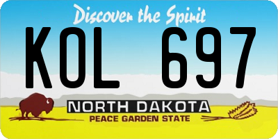 ND license plate KOL697