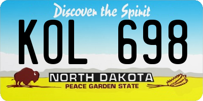 ND license plate KOL698