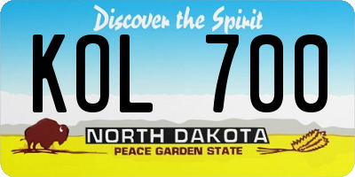 ND license plate KOL700