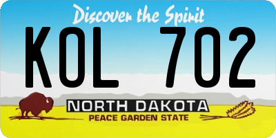 ND license plate KOL702
