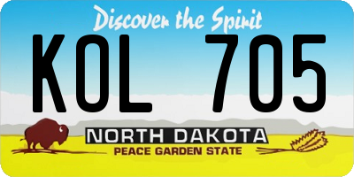 ND license plate KOL705
